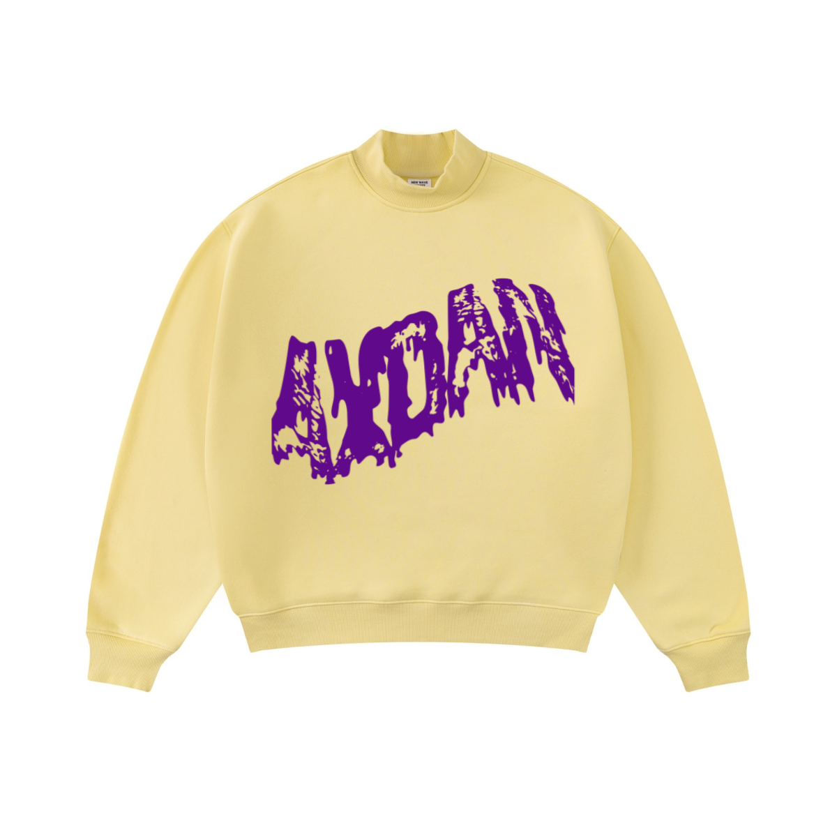 370GSM  Unisex Raw-Edge Ripped French Terry PP-Sprayed Sweatshirt Light Yellow