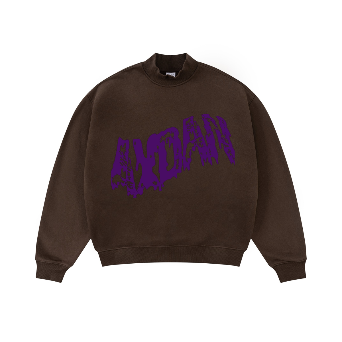 370GSM  Unisex Raw-Edge Ripped French Terry PP-Sprayed Sweatshirt Brown