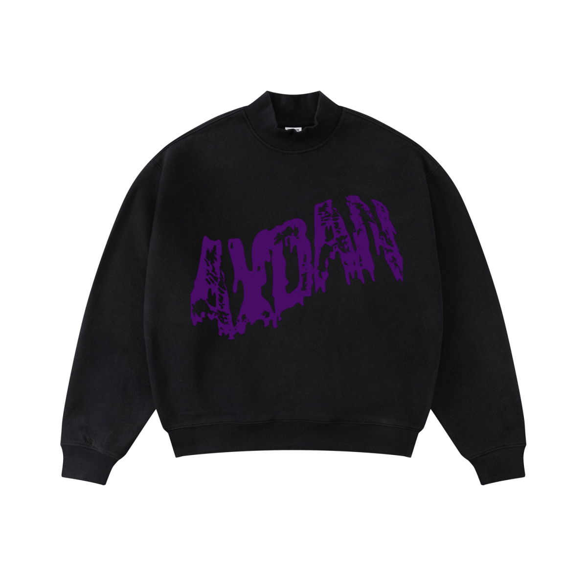 370GSM  Unisex Raw-Edge Ripped French Terry PP-Sprayed Sweatshirt Black