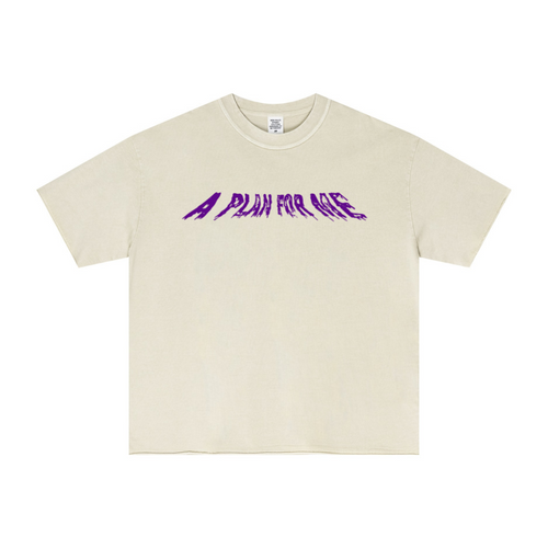 275GSM Unisex Raw-Edge Pigment-Wash T-shirt Grey Apricot