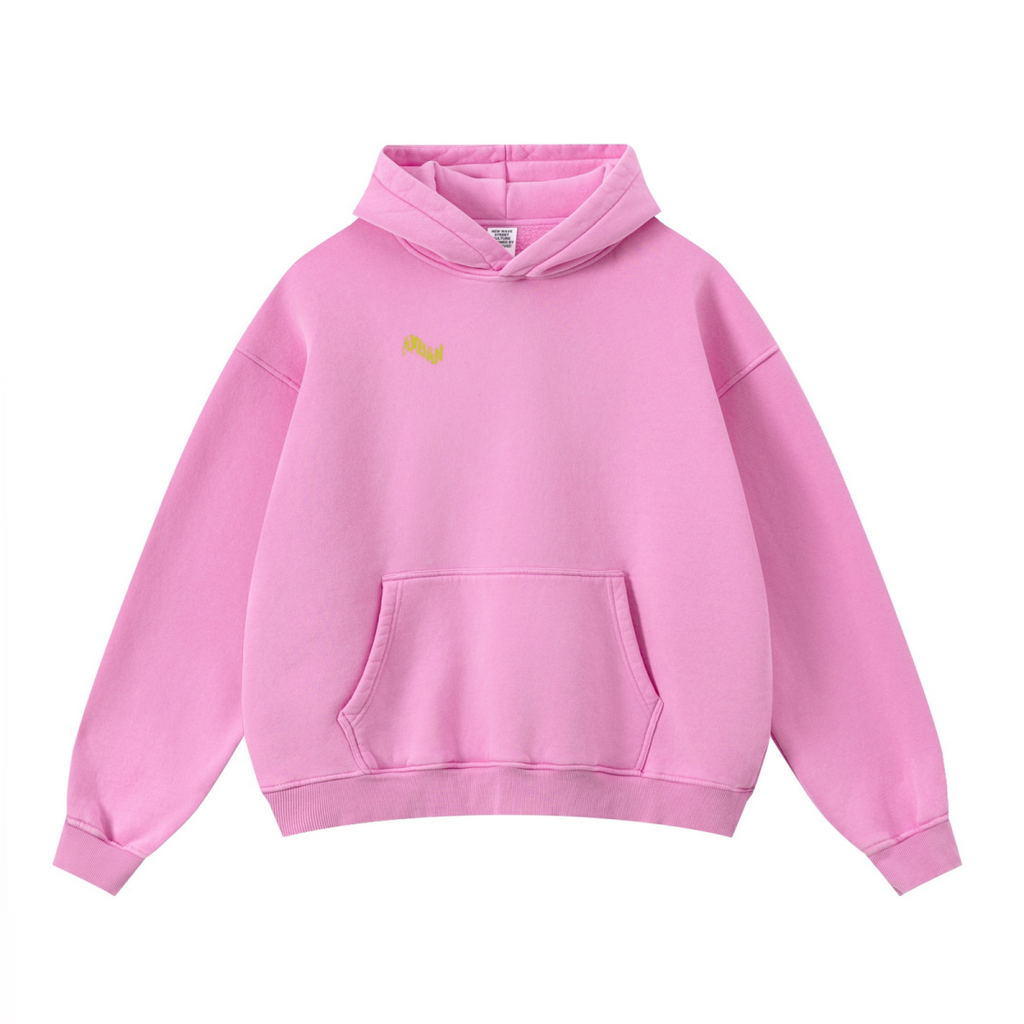 400GSM Unisex Washed Heavyweight Boxy-Fit Hoodie Vintage Peach Pink