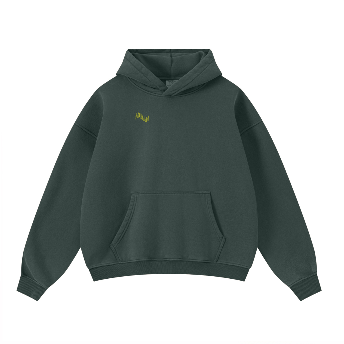 400GSM Unisex Washed Heavyweight Boxy-Fit Hoodie Vintage Moss Green