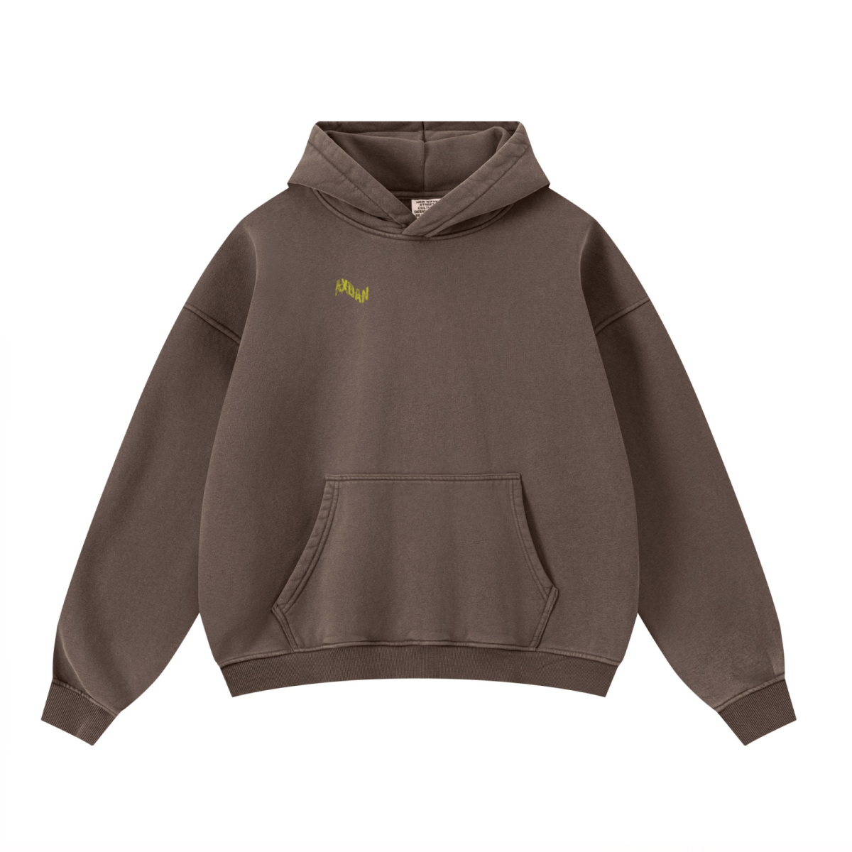 400GSM Unisex Washed Heavyweight Boxy-Fit Hoodie Vintage Dark Brown