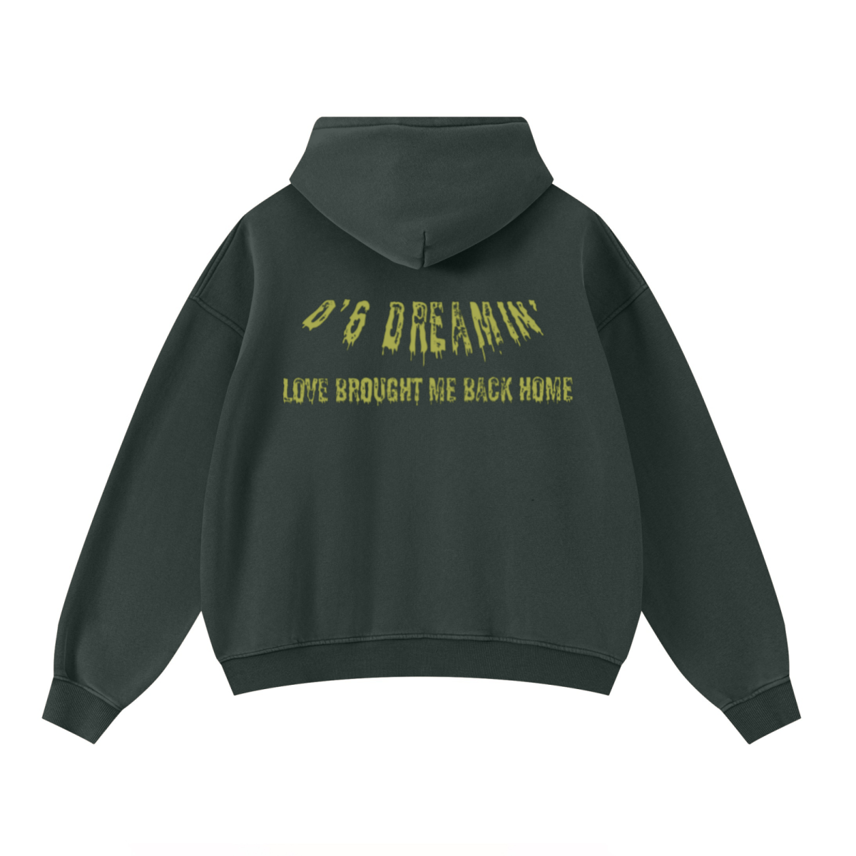 400GSM Unisex Washed Heavyweight Boxy-Fit Hoodie Vintage Moss Green