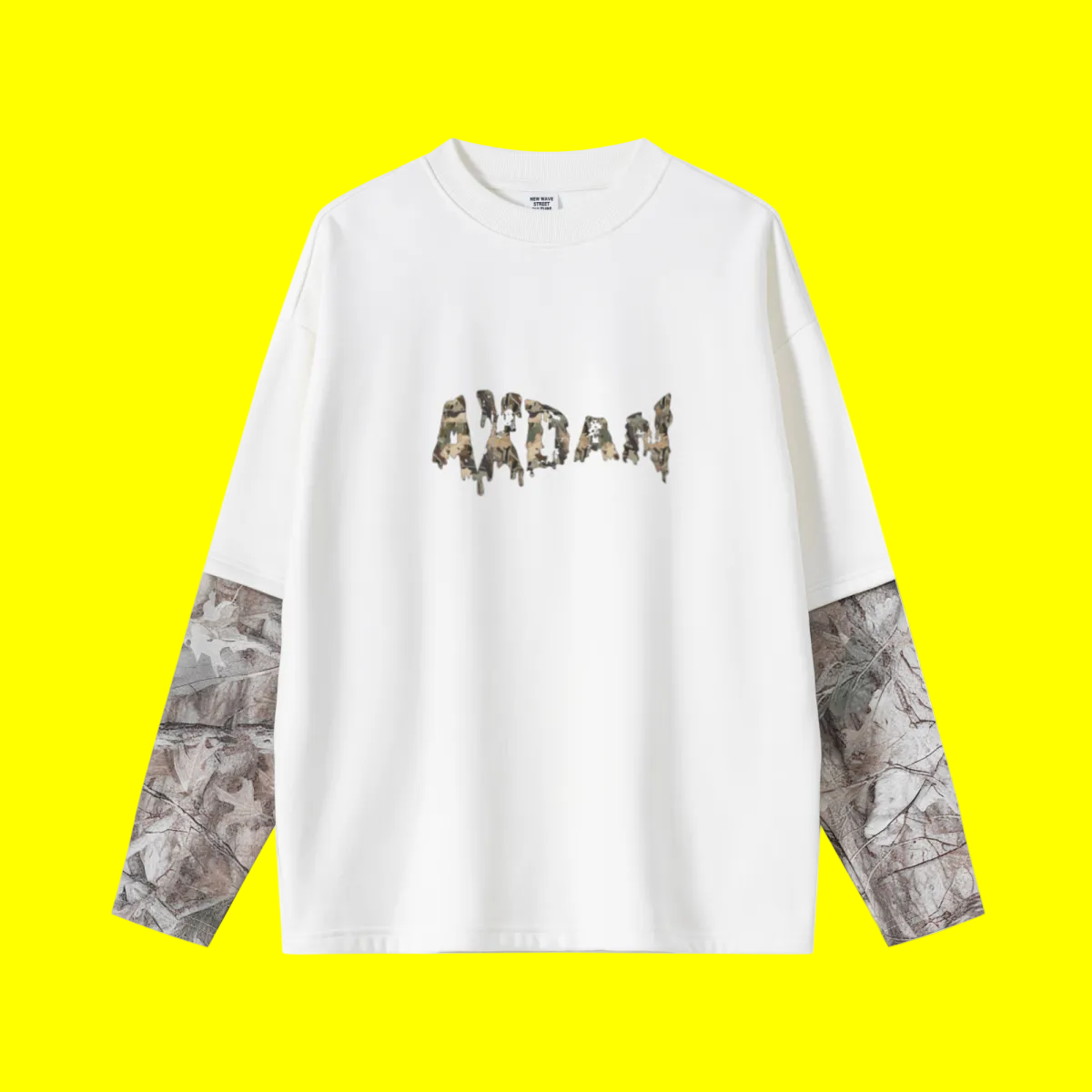 340GSM Men’s Heat Transfer Desert Camouflage Layered Look Long-Sleeve Branch Camouflage